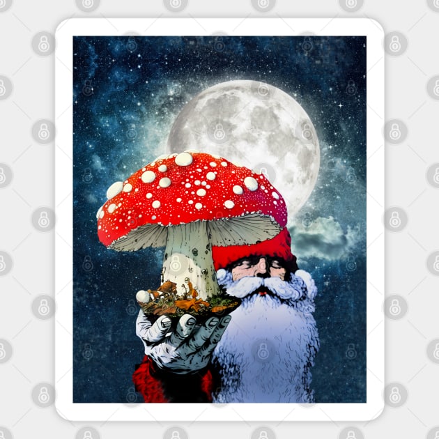 Amanita Muscaria the Red Mushroom with White Spots is Santa Claus's High Flying Reindeer on a Dark Background Magnet by Puff Sumo